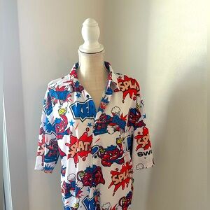 Colorful Comic Jumbo Shrimp Print Shirt